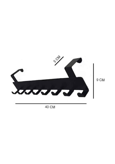 Kapı Arkası Metal Askılık Siyah Kapı Askısı-40x4.6x9 Cm Metal Siyah Tr Diğer