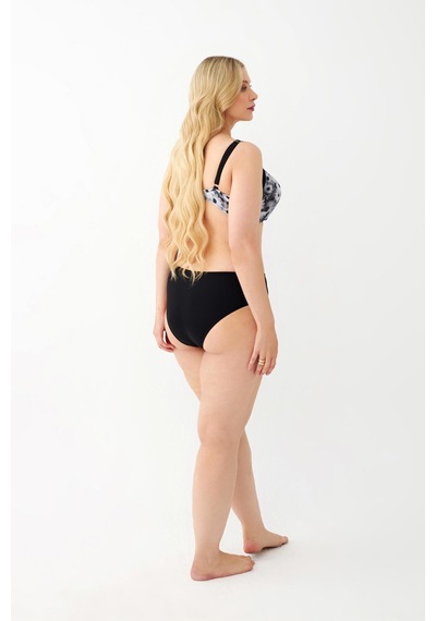 Akbeniz Kadın Papatya Desenli Gri Büyük Beden Bikini Takımı
