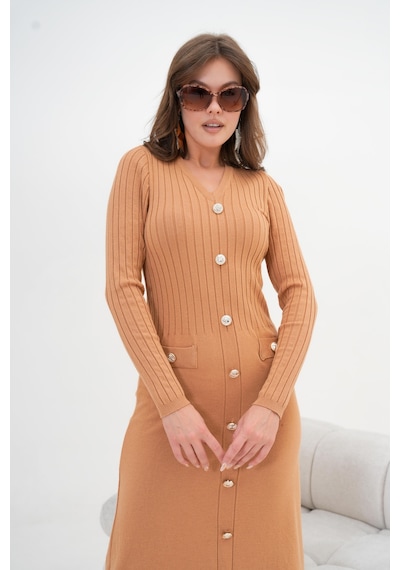 Ftz Women Kadın Fitilli Elbise Camel 20847 Camel