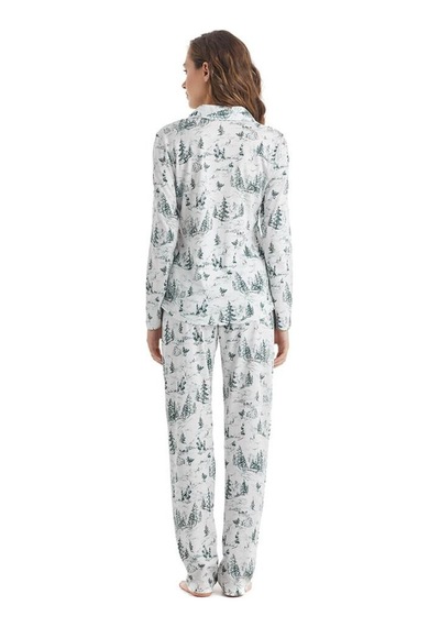 Blackspade Kadın Uzun Kol Gömlek Yaka Desenli Pijama Takım C5t1n2o35 001