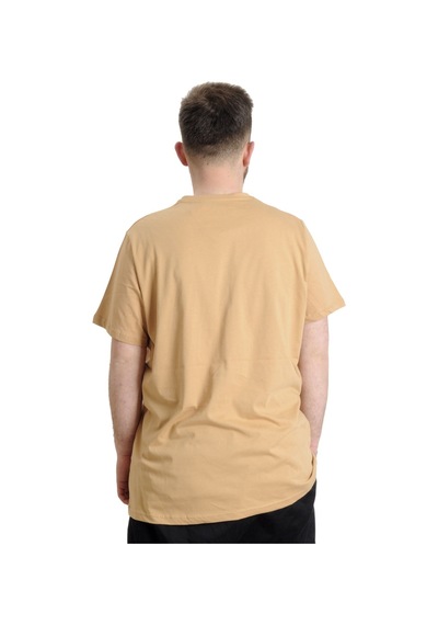 Mode Xl Büyük Beden Erkek V Yaka T-Shirt Allıgator Bej 001