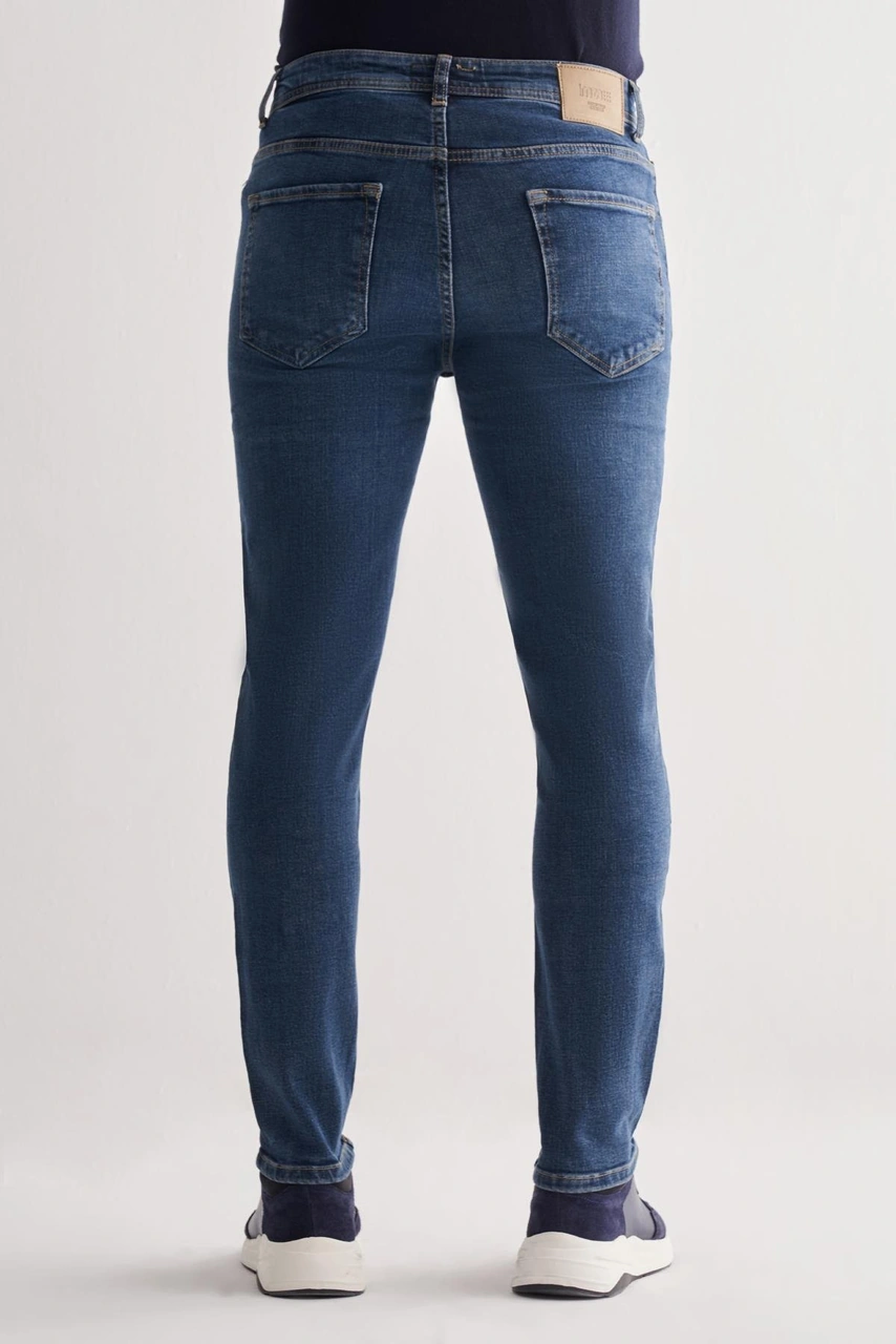 İmza Mavi Gabardin 5 Cep Düz Paça Casual Slim Fit Denim Pantolon 1023255152 Mavi