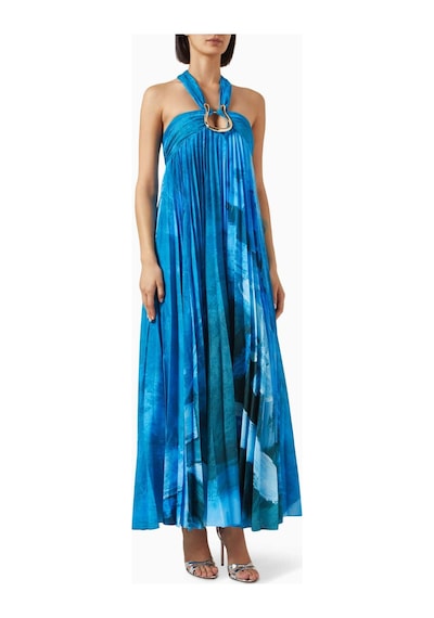Acler Askham Maxi Elbise - 100% Polyester - Plise Tasarım - Altın Donanım - Şıklık Için Ideal Mavi