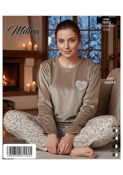 Miressa Polar Pijama Takımı Krem - Beyaz