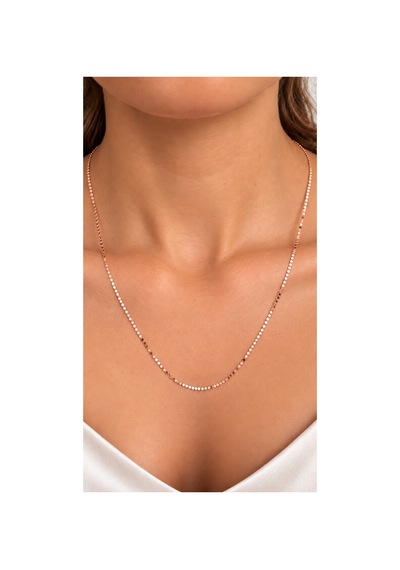 Rose Işık Pullu Zincir Kolye 60 Cm & Kalpli Ayıcık Premium Hediye Seti Altın