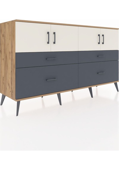 Hyperion Konsol 2 Raflı 4 Çekmeceli 4 Kapaklı 176x44x99 Çam-aytaş Çam-aytaşı/antrasit Hyperion Konsol 2 Raflı 4 Çekmeceli 4 Kapaklı 176x44x99 Çam-aytaş Çam-aytaşı/antrasit
