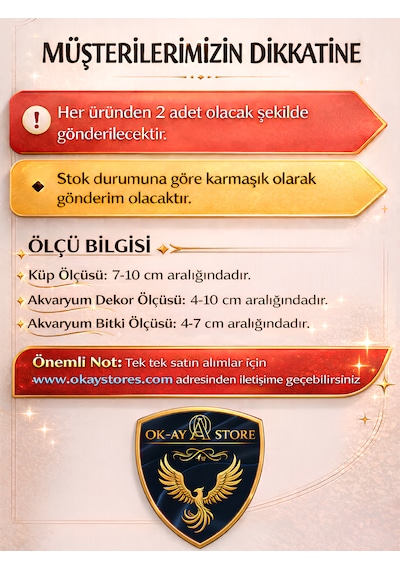 Akvaryum Aksesuar Seti 6 Parça Küp Dekor Dekoratif Figür Ve Bitki Kombin Seti