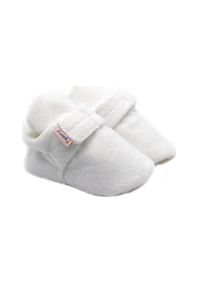 Funny Baby Kadife Cıtlı Rahat Panduf Esnek Ergonomik Yumuşacık Taban Özel Tasarım Organik Rahat Hava Alır Yüzey - Ekru