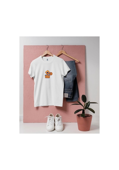 Bahriyeli Collection Oversize Hazineden Çıkan Mini Dalgıç Tasarım Unisex T-shirt Beyaz