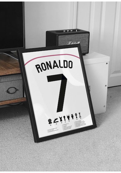 Cristiano Ronaldo 7 Real Forma Tasarımlı Poster Siyah Çerçeveli