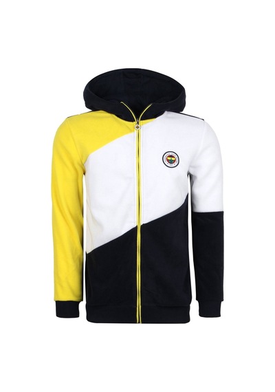 Fenerium Fenerbahçe Lisanslı Polar Sarı Lacivert Kapüşonlu Sweat Sarı - Lacivert