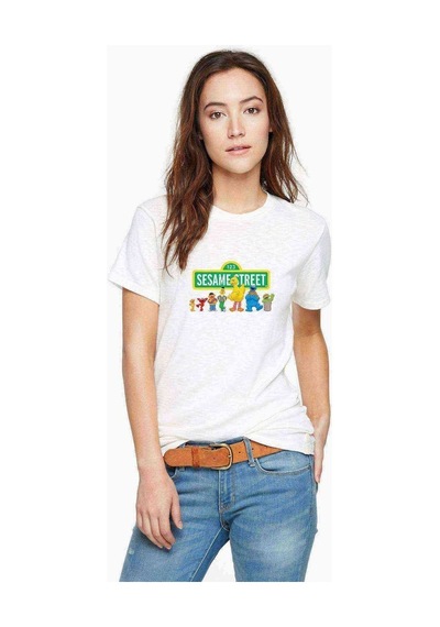 Susam Sokağı Baskılı Beyaz Kadın Tshirt (534310062)