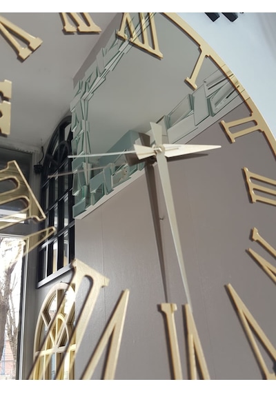 Ayna Denizi Golden Jet Bronze Model Altın Bronz Renk 50 CM Dekoratif Aynalı Duvar Saati Altın