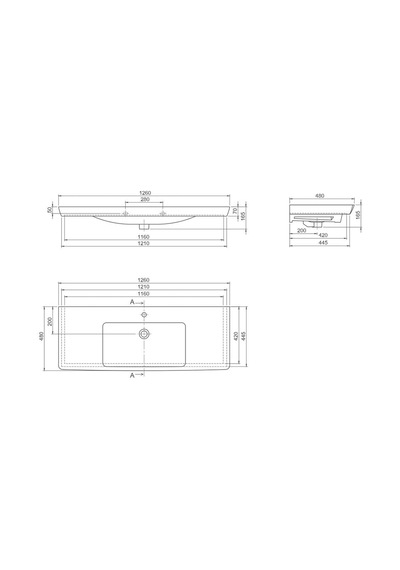 Turkuaz Cerastyle Porto D Etajer Uyumlu Lavabo 125 48 Cm