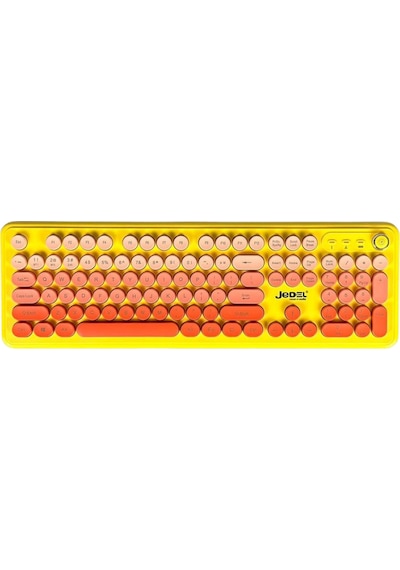 Jedel Wkb104 Kablosuz Bluetooth + 2.4ghz Çift Modlu Klavye - Retro Daktilo Tasarımlı