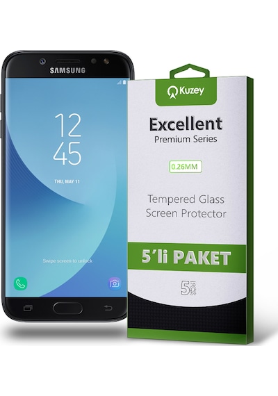Samsung Galaxy J5 Pro ile Uyumlu Kırılmaz Temperli Ekran Koruyucu Cam Ekonomik 5'li Paket