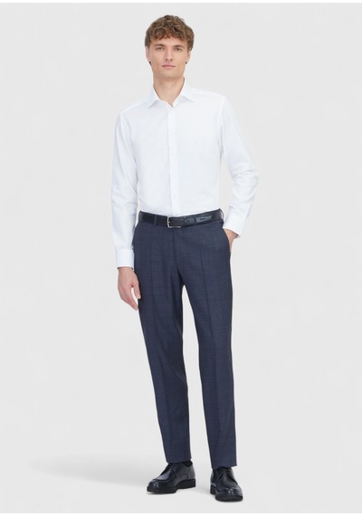 Ramsey Beyaz Düz Slim Fit Uzun Dokuma Klasik %100 Pamuk Gömlek beyaz white