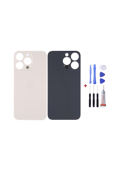 Apple Uyumlu iPhone 14 Pro Max Gold Arka Cam Kapak Pil Kapağı Tamir Set B7000 Set Gold