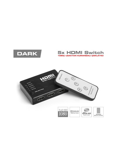 Hdmı Switch 5 Giriş 1 Çıkışlı Uzaktan Kumandalı Çoklayacı