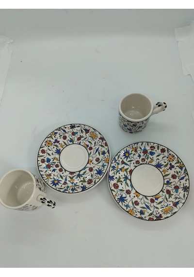Osmanlı Kahve Fincanı 2 Kişilik Sarı - Çok Renkli