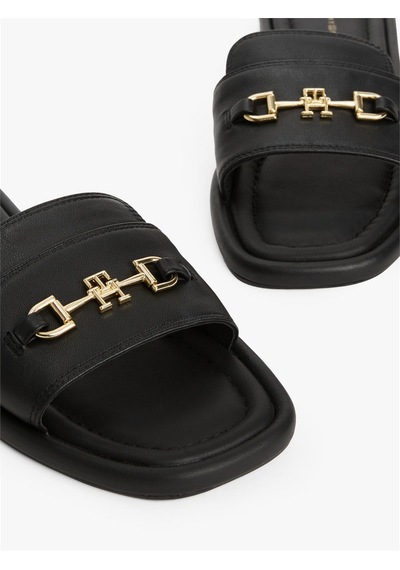 Tommy Hilfiger Leather Horsebıt Mule Kadın Siyah Sandalet - Fw0fw08420