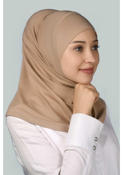 Altobeh Hazır Türban Pratik Eşarp Tesettür Hijab - Namaz Örtüsü - Koyu Bej