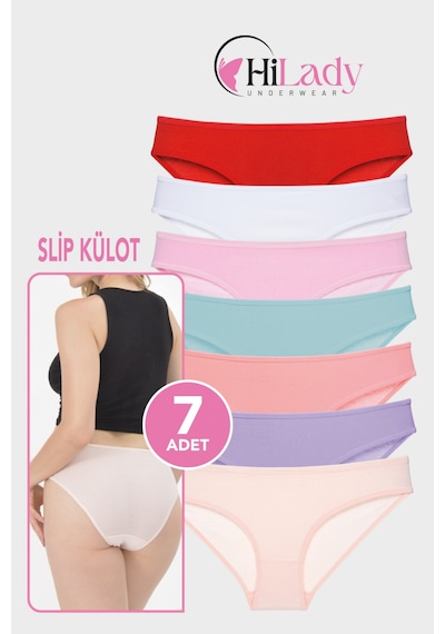 Kadın Külot 7 Li Paket Likralı Soft, Ve, Siyah, Renkler Pamuklu, Yumuşak,külot Kırmızı - Beyaz