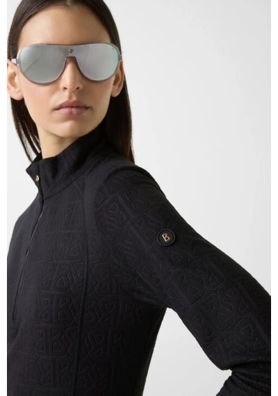 Bogner Sport Medita Black B Logo Desenli Fleece First Layer Kayak Kadın Içlik Üst İçlik Siyah