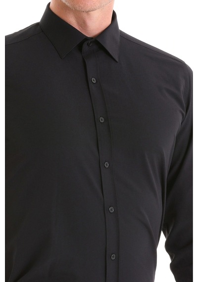 Bawcompany Slimfit Dar Kesim Düz Takım Elbise Gömleği Siyah