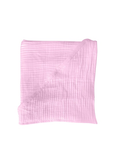 4 Katlı Müslin Kapşonlu Bebek Çocuk Banyo Havlusu Kundak Pembe