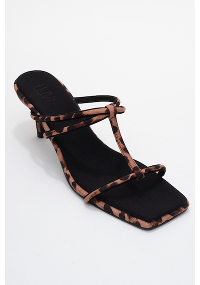 Luvishoes Luvi Shoes Mocha Siyah Sarı Desenli Kare Burunlu İnce Bantlı Kadın Topuklu Terlik Leopar Luvishoes Luvi Shoes Mocha Siyah Sarı Desenli Kare Burunlu İnce Bantlı Kadın Topuklu Terlik Leopar