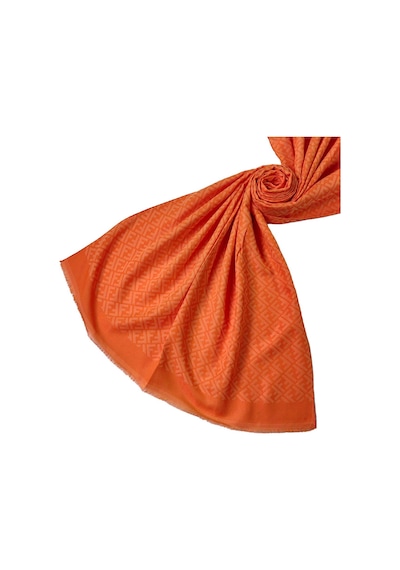 Mim Eşarp Işıl İpek - Pamuk Jakarlı F Desen Şal 75x190 Cm Oranj