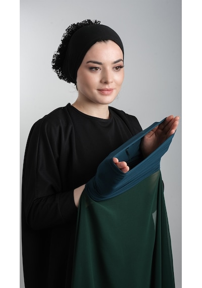 Halven Zümrüt Pratik Hazır Geçmeli Şal Şifon Boru Boneli 3001 37