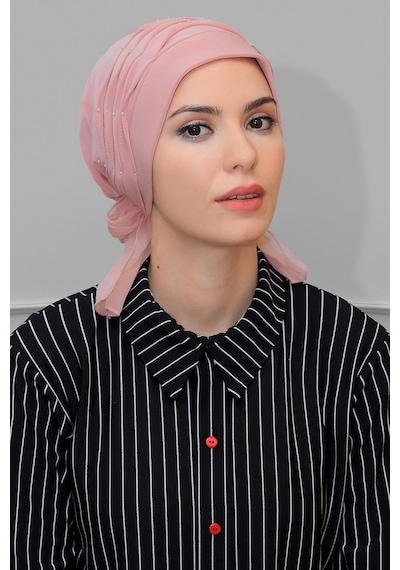 Hürrem Bone Pudra Pratik Hazır Geçmeli Tesettür Bone Sandy Kumaş Incili Pilel Pudra Hürrem Bone Pudra Pratik Hazır Geçmeli Tesettür Bone Sandy Kumaş Incili Pilel Pudra