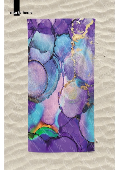 Marte Home Purple Marble Plaj Havlusu Mor