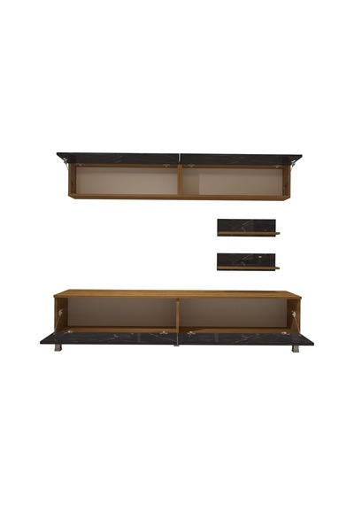Decoraktiv Eko 5 Mdf Std Krom Ayaklı Tv Ünitesi Tv Sehpası Pera - Siyah Mermer