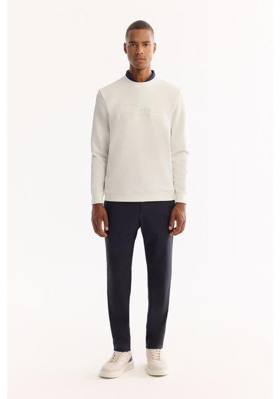 Avva Erkek Ekru Bisiklet Yaka Pamuklu Bi-stretch Baskılı Regular Fit Sweatshirt A52y1264