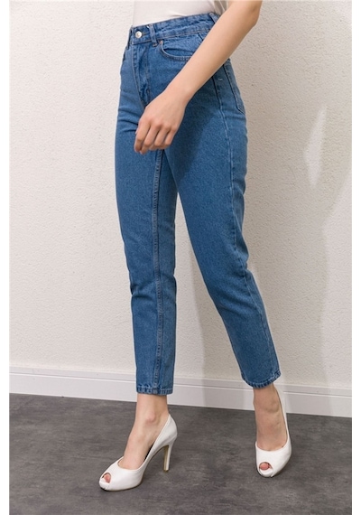 Viking S Line Ara Mavi Mom Jean Comfort Likralı Esnek Kot Model Orta Mavi