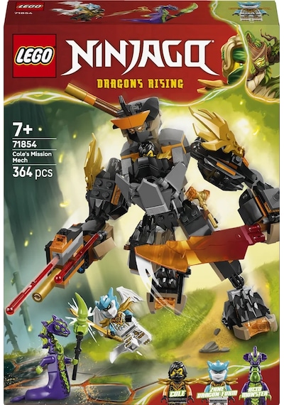 LEGO® NINJAGO® Cole’un Görev Robotu ve Ejderha Zane 71854 - 7 Yaş ve Üzeri Çocuklar için 3 Minifigür İçeren Yapım Seti (364 Parça)