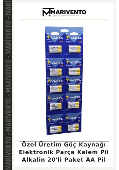 Özel Üretim Güç Kaynağı Elektronik Parça Kalem Pil Alkalin 20'li Paket Aa Pil
