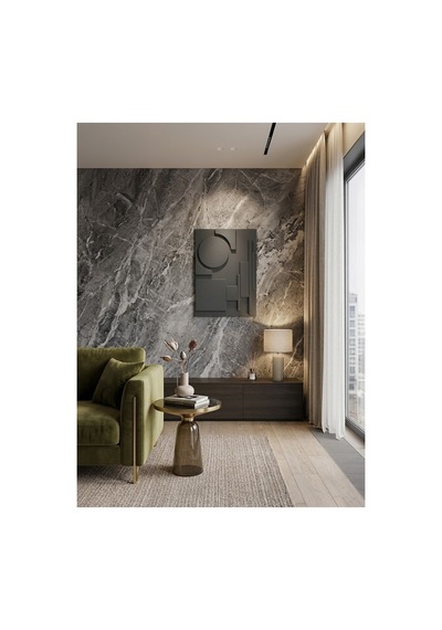 Modern Geometrik Tasarım Tamamı Suntalam Kabartmalı Dekoratif Duvar Tablosu Antrasit - 943212241 Antrasit