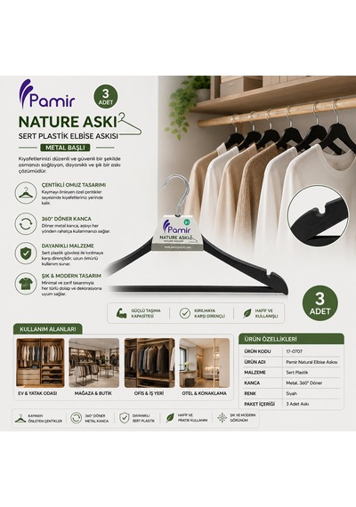3 Parça Plastik Wody Metal Başlı Askı 5691 000 Açık Krem