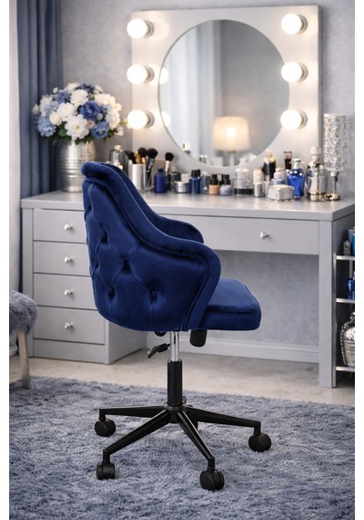 Dekoratif Çalışma Sandalyesi Makyaj Masası, Butik Ve Kamera Önü Kullanım Lacivert Dekoratif Çalışma Sandalyesi Makyaj Masası, Butik Ve Kamera Önü Kullanım Lacivert