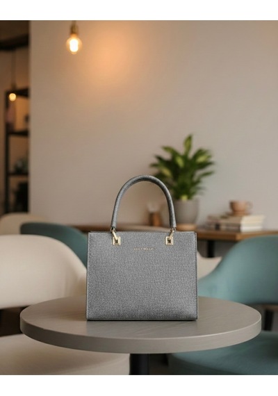 Just Polo Kadın Orijinal Lüks El Ve Omuz Çantası Minimal & Prestij Tasarım Ebat: 25 X 21 Cm Gri
