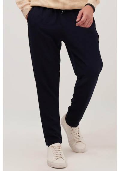 Tudors Erkek Regular Fit Beli Lastikli Bağcıklı Jogger Lacivert Pantolon Rahat Kesim Yan Cepli-36902 Lacivert