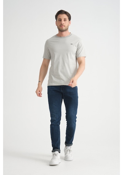 Shooter Sportwear Shooter Erkek T-shirt Nefes Alabilen Esnek Pamuklu Kumaş Regular Kalıp Minimal Logolu Gri