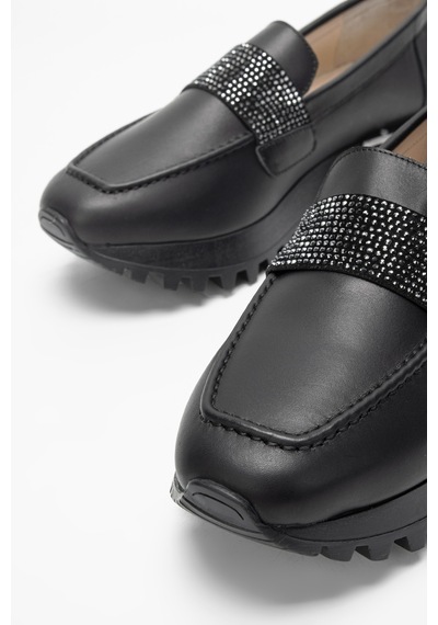 Valmenti Kadın Siyah Hakiki Deri Loafer Ayakkabı 923 V-102 Bn Ayk Sk23/24