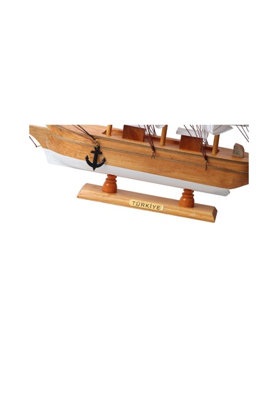 Dekoratif Ahşap El Yapımı Yelkenli Gemi Maketi Masaüstü Biblo Ev Ofis Hediyesi 40 Cm. Model A