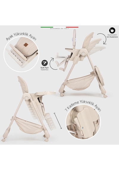 Elele Cibo 2in1 Katlanabilir Bebek Mama Sandalyesi Çift Pedli 0+ Ay Yeşil