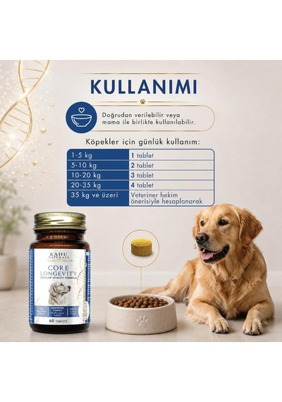 Core Longevity Köpek, Koenzim Q10, Nad+, Pqq, Mantar Kompleksi, 60 Tablet